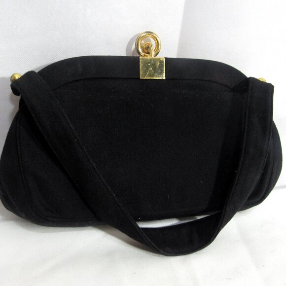BIENEN - DAVIS VINTAGE WOOL HANDBAG PURSE GOLD TONE HARDWARE SUPER NICE 1940'S - Picture 2 of 9